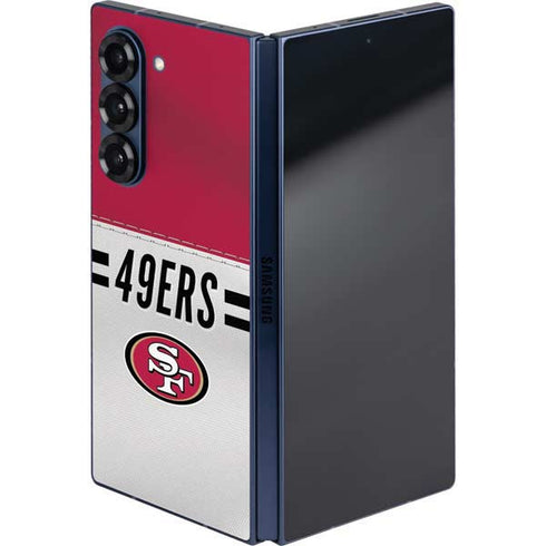 NFL San Francisco 49ers White Striped Galaxy Z Fold6 Skin