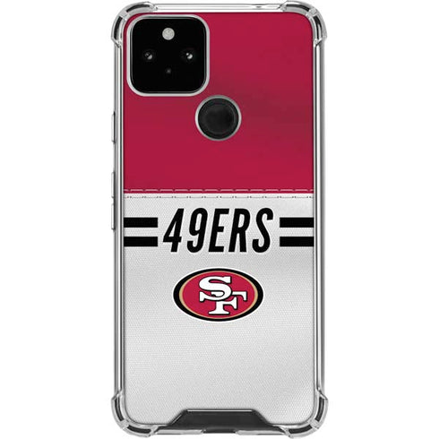 NFL San Francisco 49ers White Striped Google Pixel 5 Clear Case