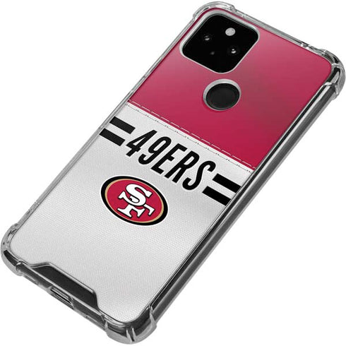 NFL San Francisco 49ers White Striped Google Pixel 5 Clear Case