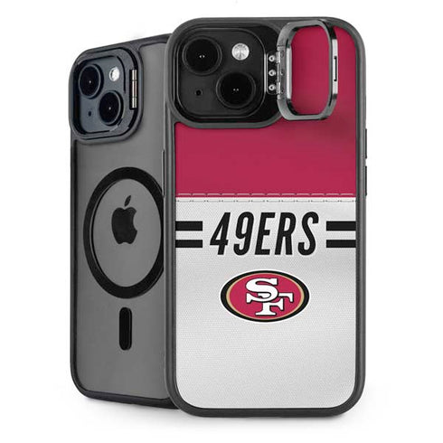 NFL San Francisco 49ers White Striped iPhone 14 Kickstand Case