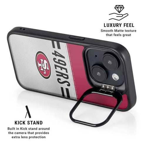 NFL San Francisco 49ers White Striped iPhone 14 Plus Kickstand Case