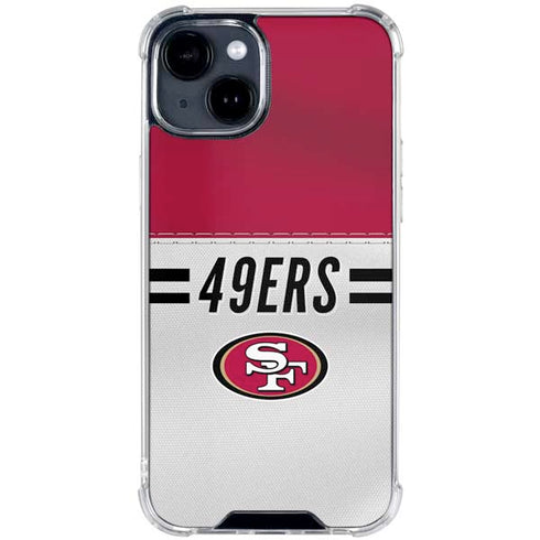 NFL San Francisco 49ers White Striped iPhone 15 Clear Case