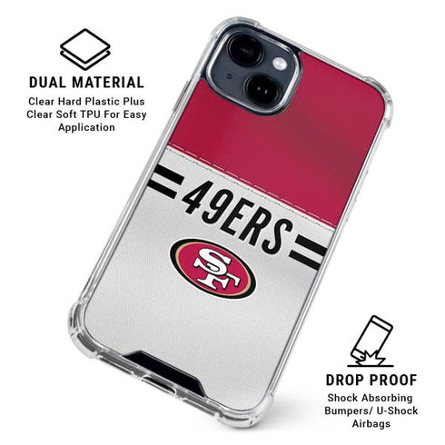 NFL San Francisco 49ers White Striped iPhone 15 Clear Case