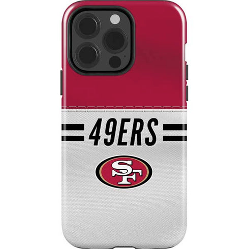 NFL San Francisco 49ers White Striped iPhone 15 Pro Impact Case