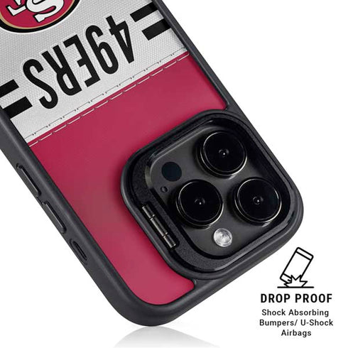 NFL San Francisco 49ers White Striped iPhone 15 Pro Kickstand Case