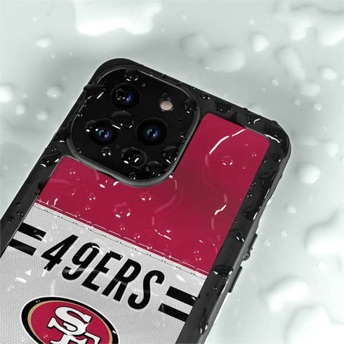NFL San Francisco 49ers White Striped iPhone 15 Pro Waterproof Case