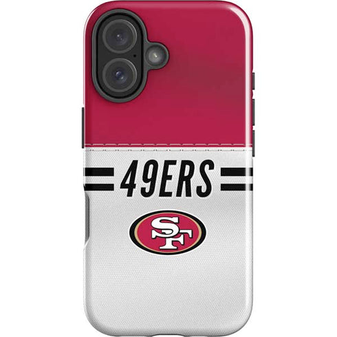 NFL San Francisco 49ers White Striped iPhone 16 Plus Impact Case