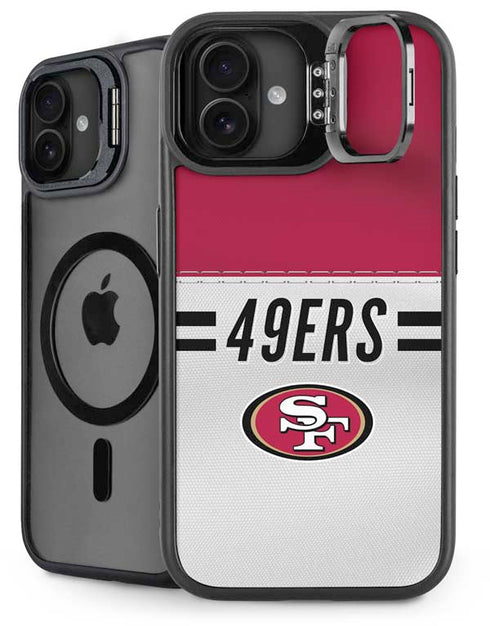 NFL San Francisco 49ers White Striped iPhone 16 Plus Kickstand Case