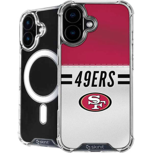 NFL San Francisco 49ers White Striped iPhone 16 Plus MagSafe Case