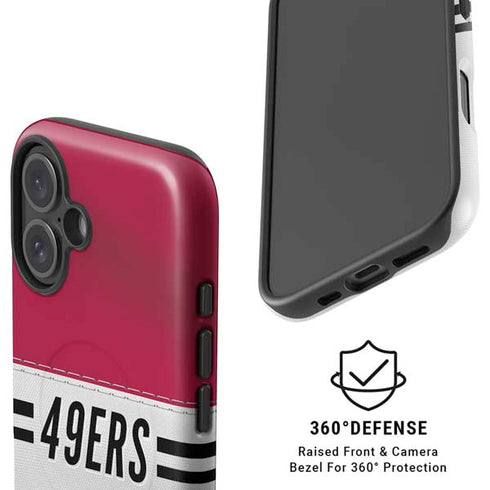 NFL San Francisco 49ers White Striped iPhone 16 Plus Magsafe Impact Case