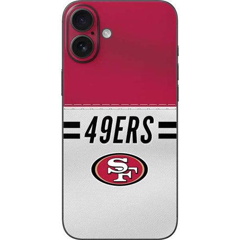 NFL San Francisco 49ers White Striped iPhone 16 Plus Skin