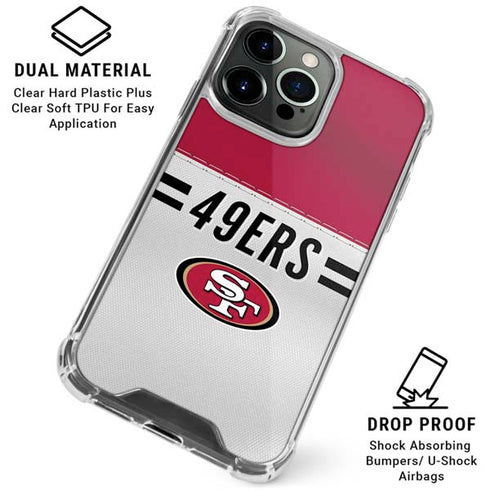 NFL San Francisco 49ers White Striped iPhone 16 Pro Max Clear Case