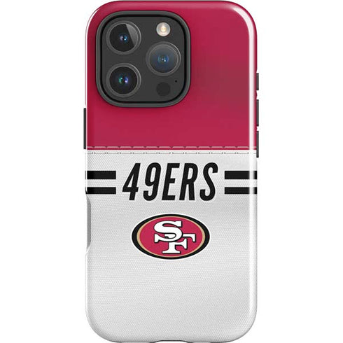 NFL San Francisco 49ers White Striped iPhone 16 Pro Max Impact Case