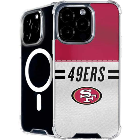 NFL San Francisco 49ers White Striped iPhone 16 Pro Max MagSafe Case