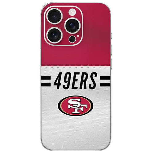NFL San Francisco 49ers White Striped iPhone 16 Pro Skin