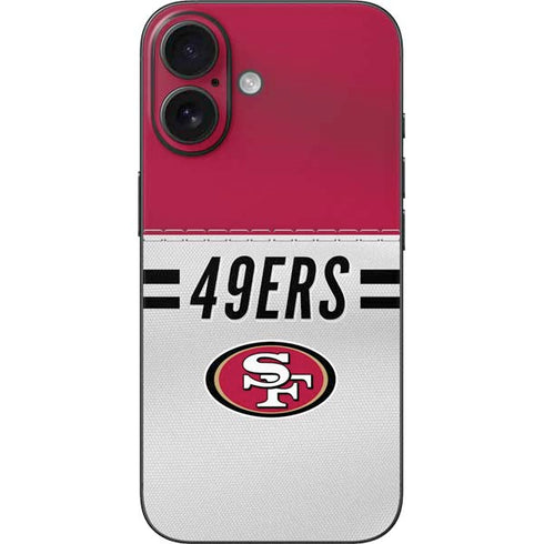 NFL San Francisco 49ers White Striped iPhone 16 Skin