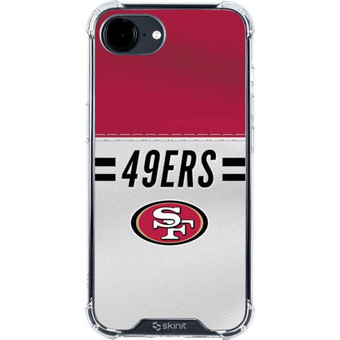 NFL San Francisco 49ers White Striped iPhone 16e Clear Case