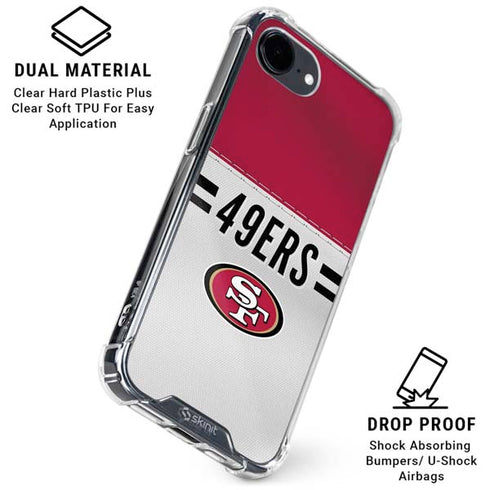NFL San Francisco 49ers White Striped iPhone 16e Clear Case