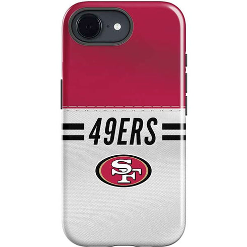 NFL San Francisco 49ers White Striped iPhone 16e Impact Case