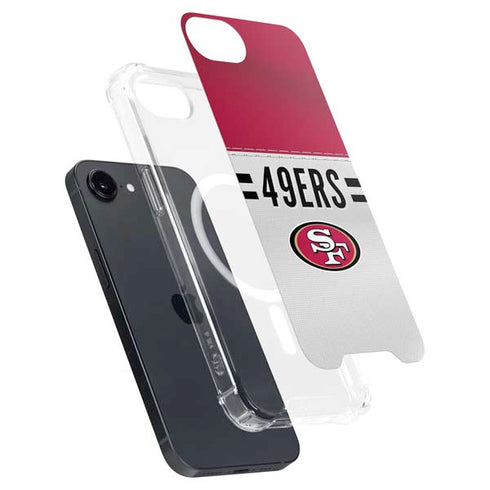 NFL San Francisco 49ers White Striped iPhone 16e MagSafe Case