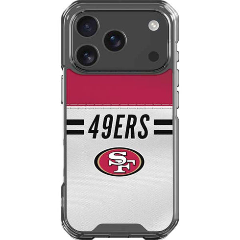 NFL San Francisco 49ers White Striped iPhone 18 Pro Clear Case