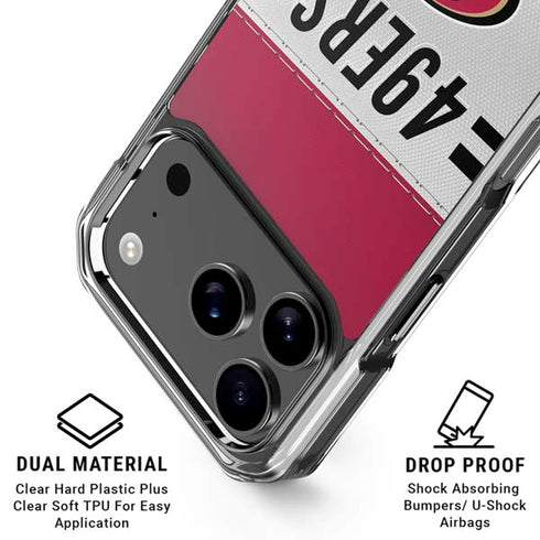 NFL San Francisco 49ers White Striped iPhone 18 Pro Clear Case