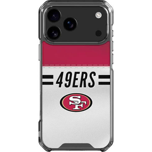 NFL San Francisco 49ers White Striped iPhone 18 Pro Max Clear Case