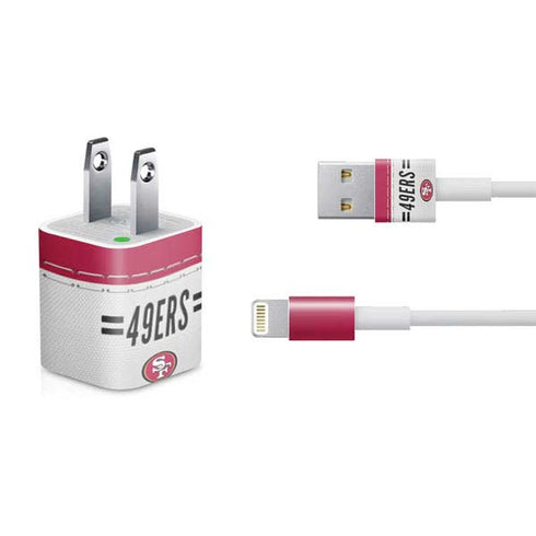 NFL San Francisco 49ers White Striped iPhone Charger (5W USB) Skin
