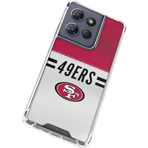 NFL San Francisco 49ers White Striped Moto G 5G (2025) Clear Case