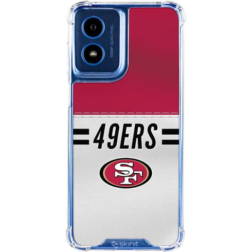 NFL San Francisco 49ers White Striped Moto G 5G (2024) Clear Case