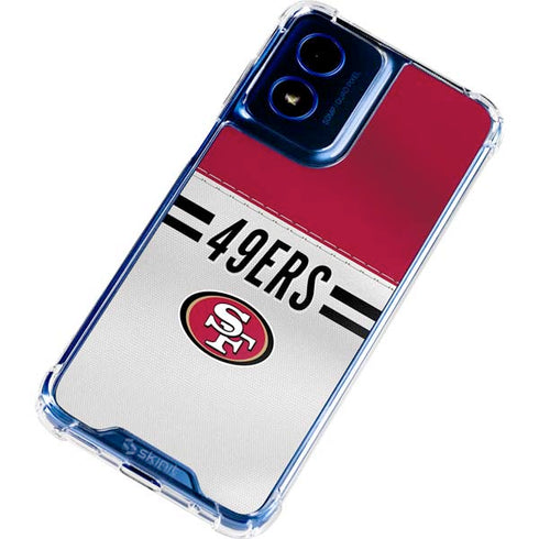 NFL San Francisco 49ers White Striped Moto G 5G (2024) Clear Case