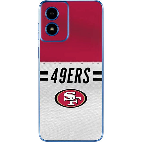 NFL San Francisco 49ers White Striped Moto G Play 4G (2024) Skin