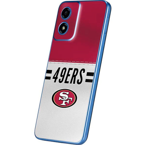 NFL San Francisco 49ers White Striped Moto G Play 4G (2024) Skin