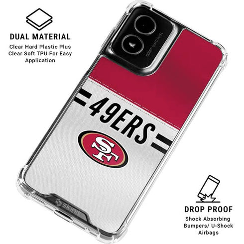 NFL San Francisco 49ers White Striped Moto G Power 5G (2024) Clear Case
