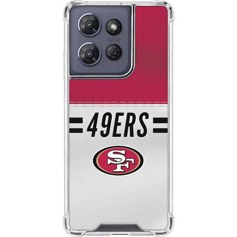 NFL San Francisco 49ers White Striped Moto G Stylus 5G (2025) Clear Case