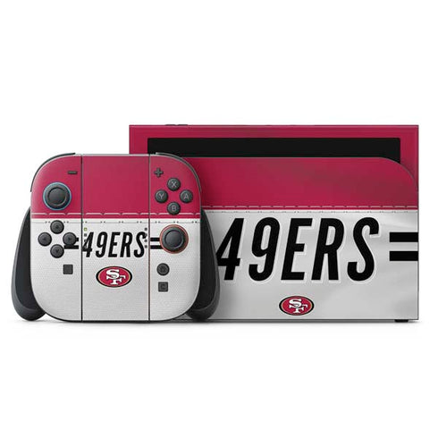 NFL San Francisco 49ers White Striped Nintendo Switch 2 (2025) with Joy-Con Skin