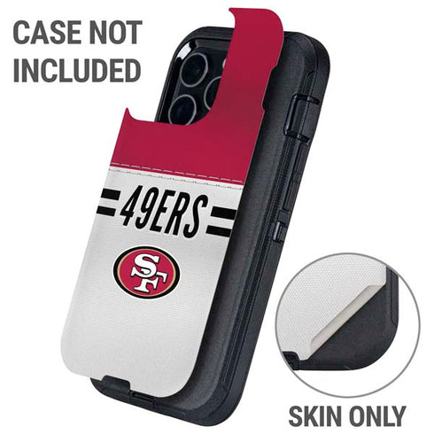 NFL San Francisco 49ers White Striped Otterbox Defender iPhone Skin