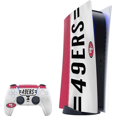 NFL San Francisco 49ers White Striped PlayStation PS5 Skins