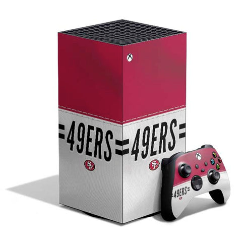 NFL San Francisco 49ers White Striped XBox Series X Digital Edition Bundle Skin