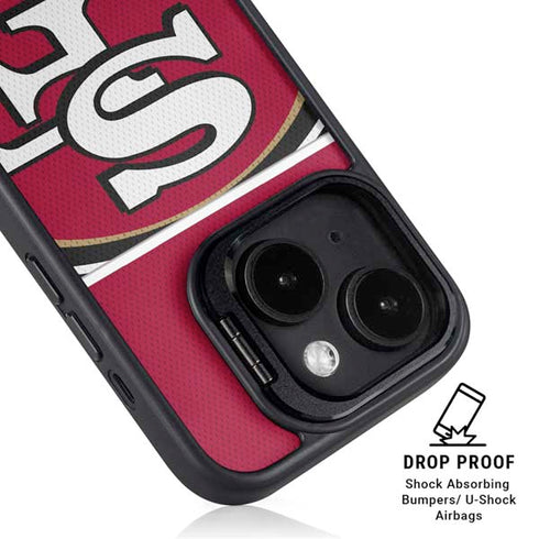 NFL San Francisco 49ers Zone Block iPhone 15 Plus Kickstand Case