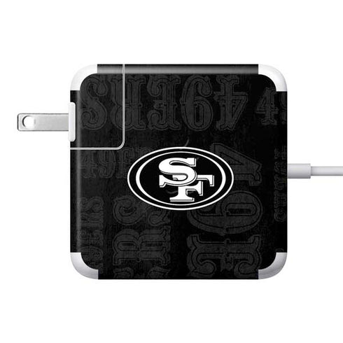 NFL San Franciso 49ers Black & White 85W Power Adapter (15 and 17 inch MacBook Pro Charger) Skin