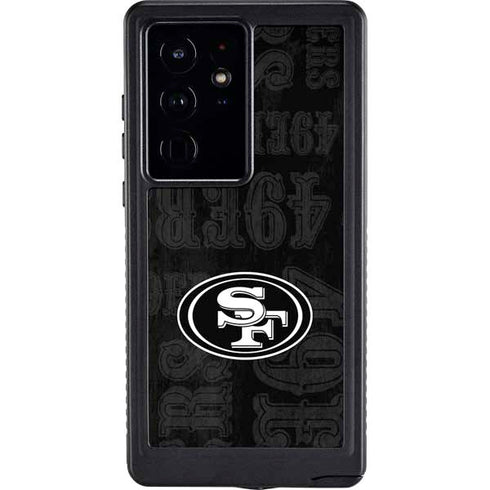 NFL San Franciso 49ers Black & White Galaxy S24 Ultra Waterproof Case