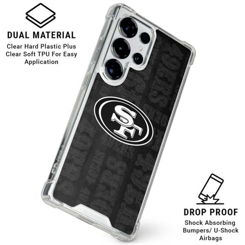 NFL San Franciso 49ers Black & White Galaxy S25 Ultra Clear Case