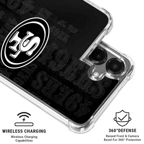 NFL San Franciso 49ers Black & White Galaxy S26 Plus Clear Case