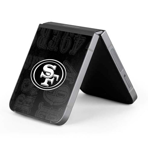 NFL San Franciso 49ers Black & White Galaxy Z Flip6 Skin