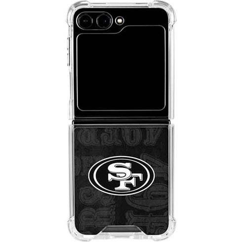 NFL San Franciso 49ers Black & White Galaxy Z Flip6 Clear Case