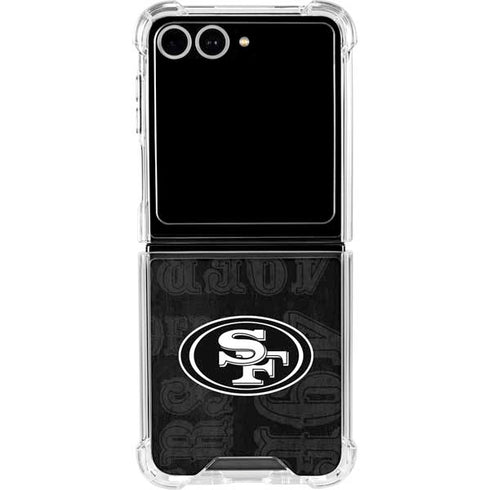 NFL San Franciso 49ers Black & White Galaxy Z Flip7 Clear Case