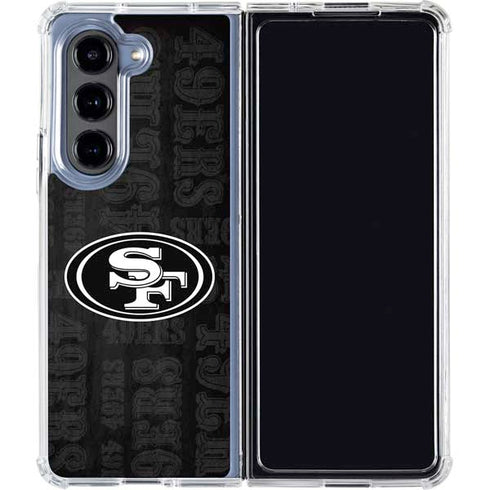 NFL San Franciso 49ers Black & White Galaxy Z Fold5 5G Clear Case
