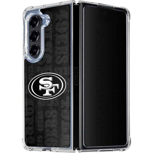 NFL San Franciso 49ers Black & White Galaxy Z Fold5 5G Clear Case