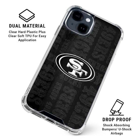 NFL San Franciso 49ers Black & White iPhone 15 Clear Case